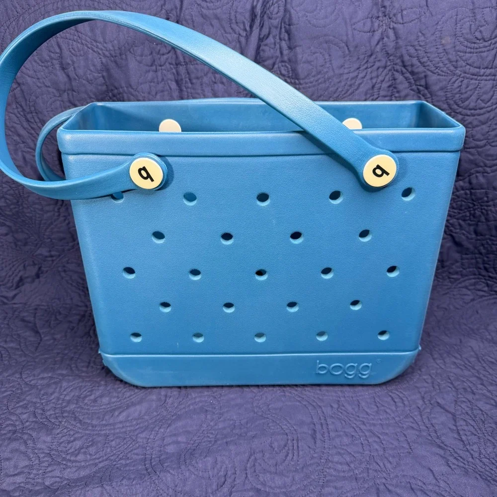 Bogg Bag Tote Blue Washable Beach Bag with Pouch